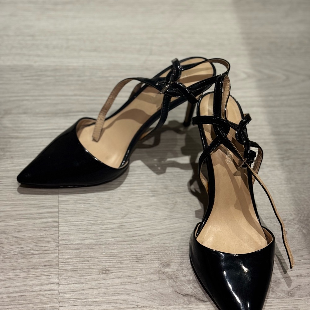 Forever New Black Patent Slingback Heels